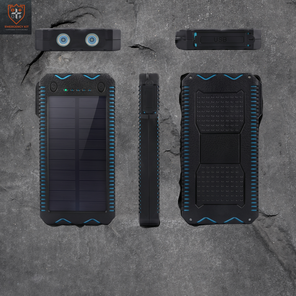 OmniCharge Rugged Solar Power Bank | Dual-LED & Integrated Igniter