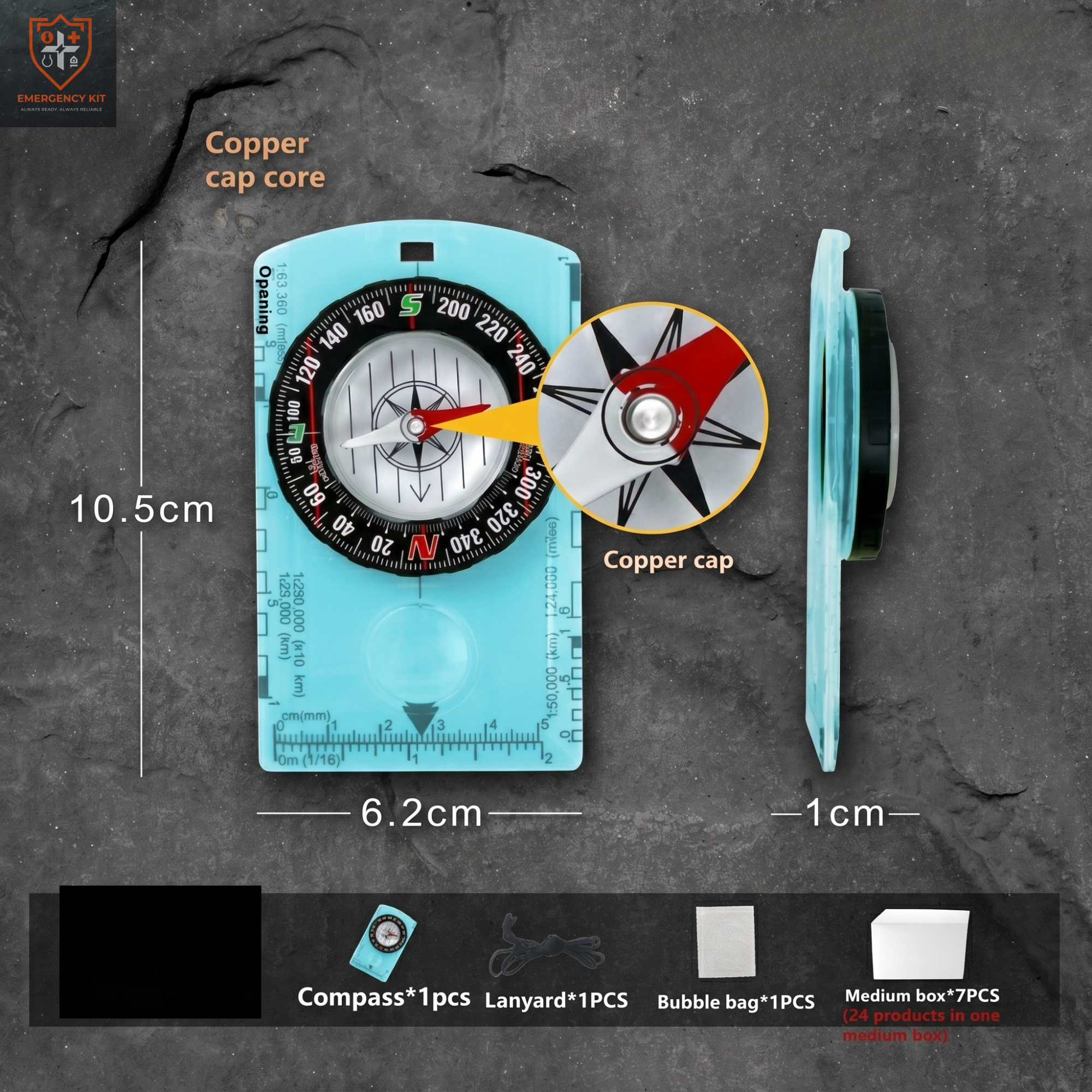 Pathfinder Precision Acrylic Navigation Compass | High-Visibility Survival Compass