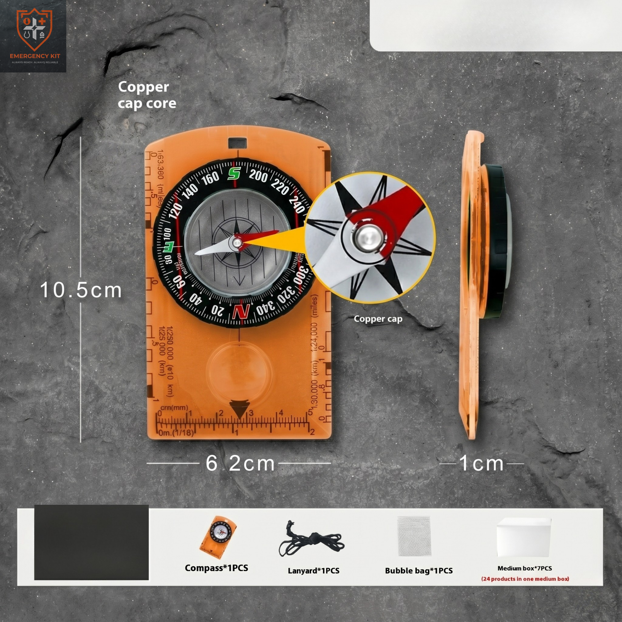 Pathfinder Precision Acrylic Navigation Compass | High-Visibility Survival Compass