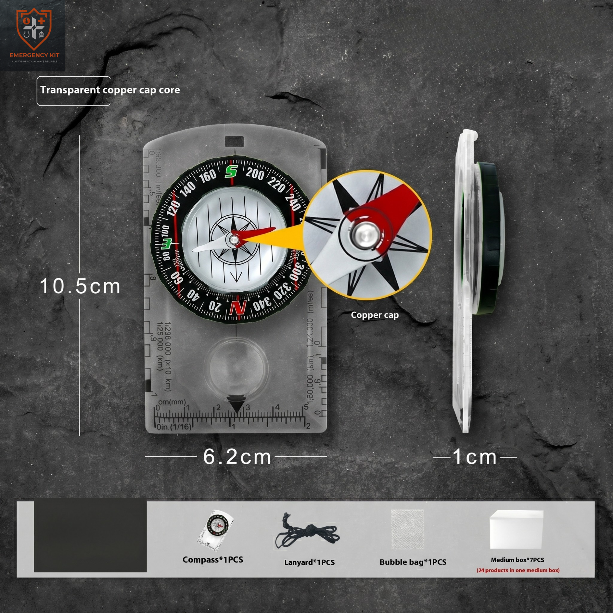 Pathfinder Precision Acrylic Navigation Compass | High-Visibility Survival Compass