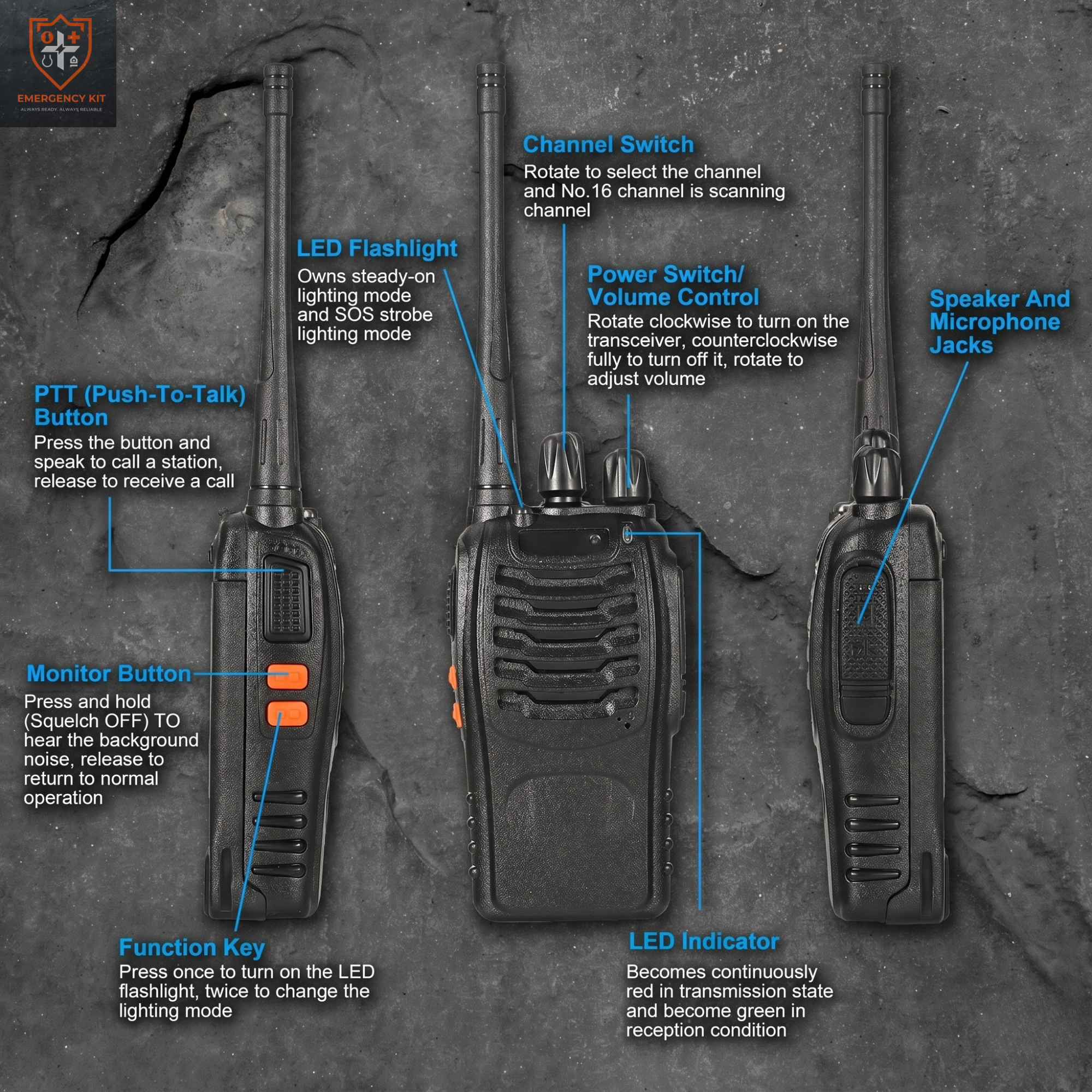 Sentinel 16-Channel Tactical Radio | Long-Range Industrial Comms (Set of 2)