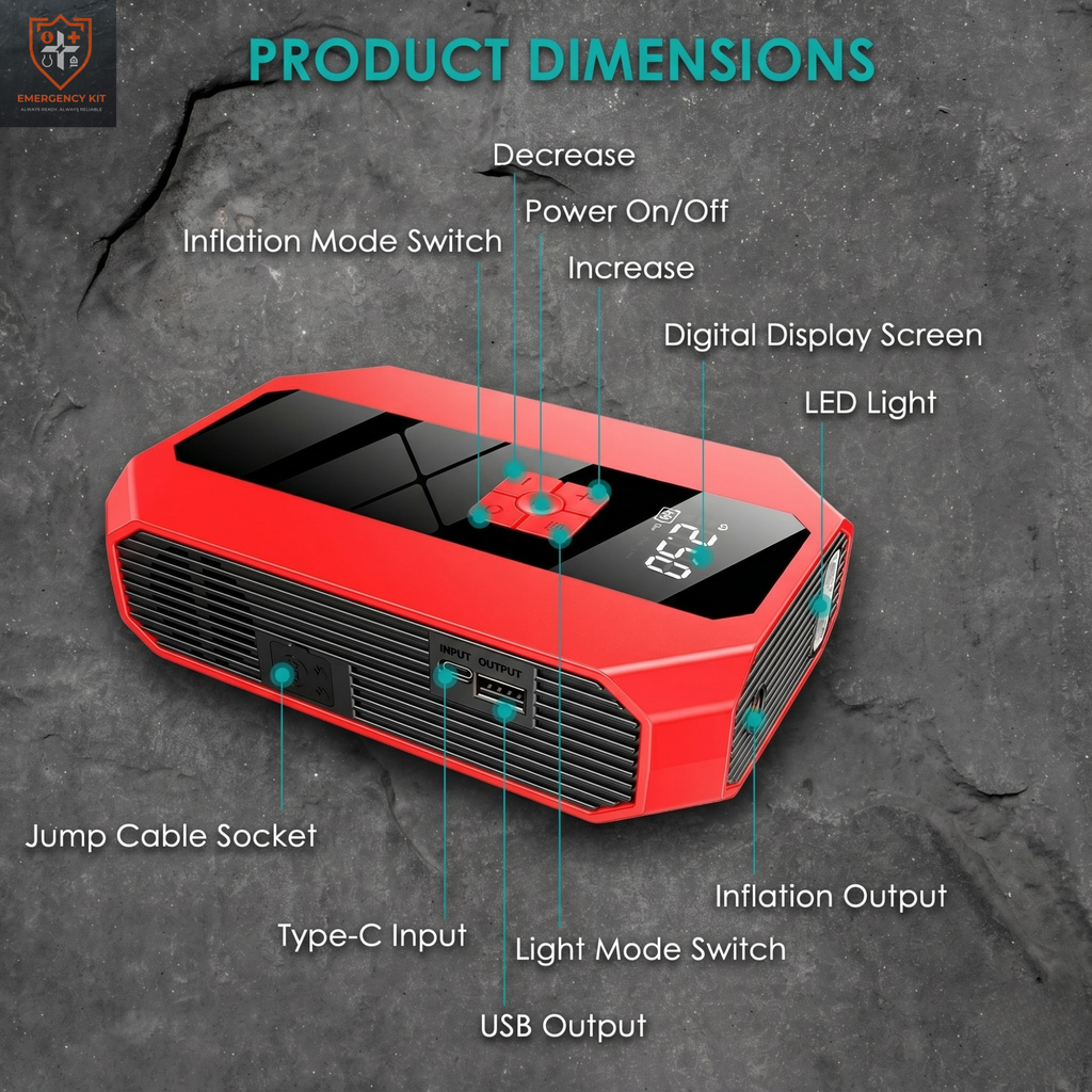 Titan 4-in-1 Emergency Jump Starter & Intelligent Air Compressor | 1500A Peak