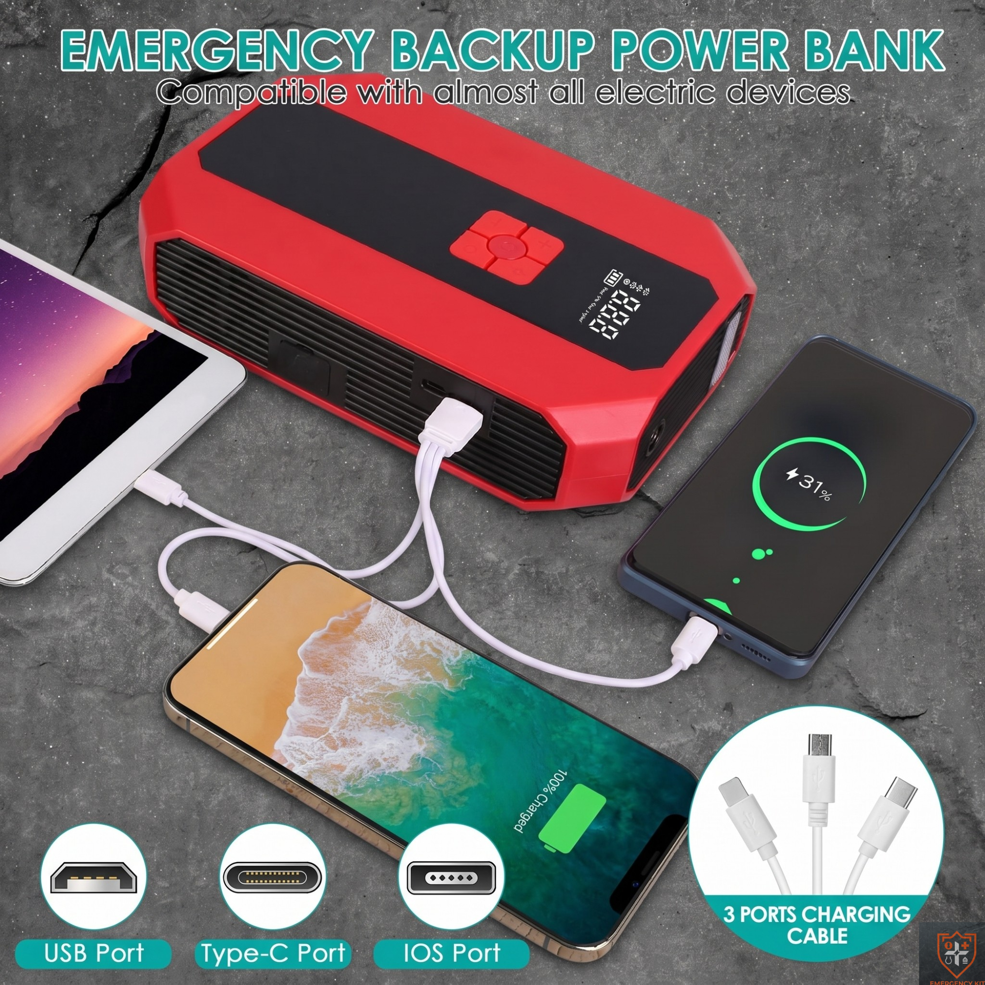 Titan 4-in-1 Emergency Jump Starter & Intelligent Air Compressor | 1500A Peak